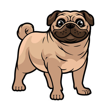 cartoon pug dog mascot