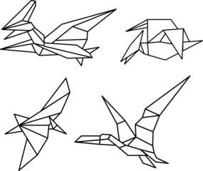 Vector image: origami dinosaurs. For logos, prints and printing