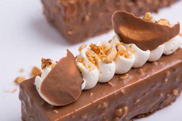 delicious chocolate cake on a white plate