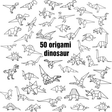 Vector image: origami dinosaurs. For logos, prints and printing