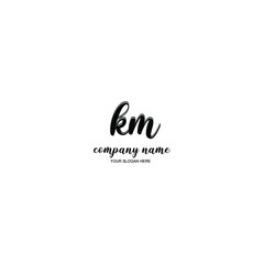KM Initial handwriting logo template vector
