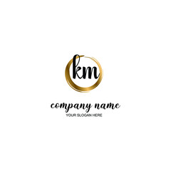 KM Initial handwriting logo template vector