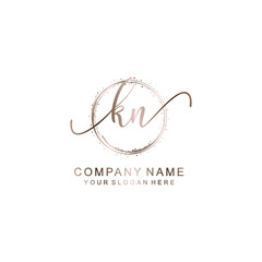 KN Initial handwriting logo template vector