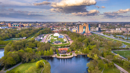 Aerial view Groningen city from Stadspark