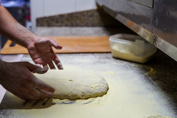 Obraz premium preparation of pizza in pala
