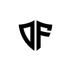 DF monogram logo with shield shape design template