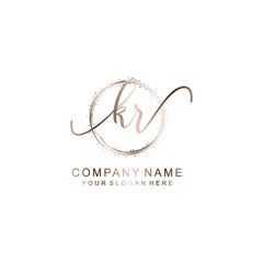 KR Initial handwriting logo template vector