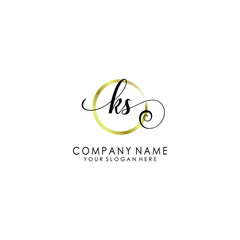 KS Initial handwriting logo template vector