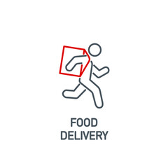 Online delivery courier is running service single line icon isolated on white. Perfect outline symbol run food delivery banner. Quality running Man on foot element information with editable Stroke