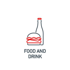 mobile app icon hot hamburger cheeseburger with soda in a glass bottle isolated on white. outline app symbol takeaway fast food. Quality icon element cola with hot sandwich burger with editable Stroke