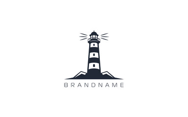 Lighthouse logo formed with simple and modern shape