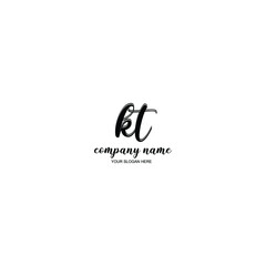 KT Initial handwriting logo template vector