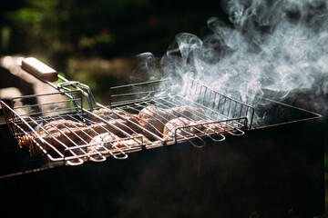 Process of Cooking chicken wings on the grill