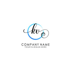 KV Initial handwriting logo template vector