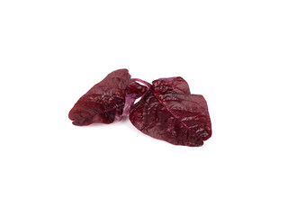 uncooked fresh red spinach on white background