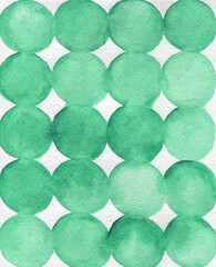 Simple green-white abstract boho background. Watercolor stains, round spots. Design for backgrounds, wallpapers, covers, wrapping paper and packaging. 
