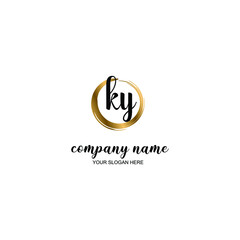 KY Initial handwriting logo template vector