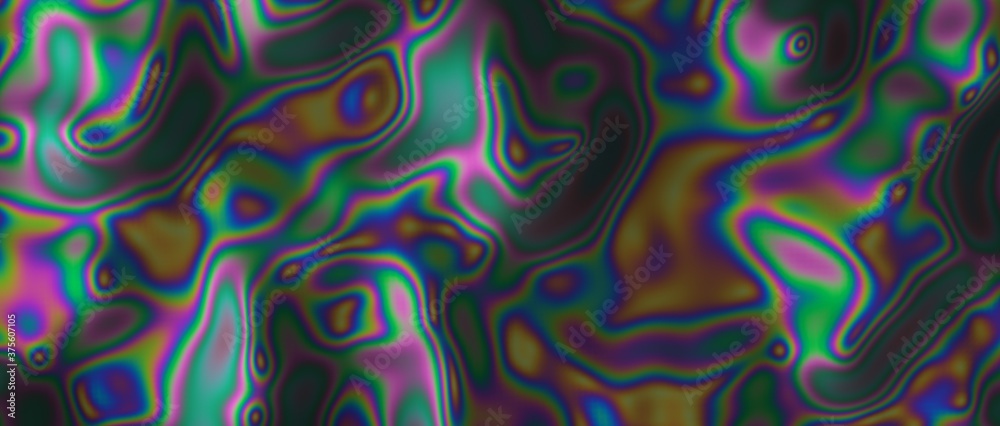 Aufkleber 3d render illustration of glossy opalescent and holographic surface. iridescent foil texture.