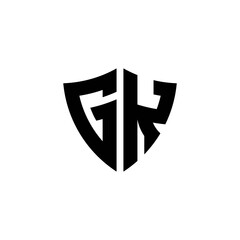 GK monogram logo with shield shape design template