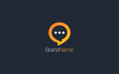 Communication logo forms chat bubble with orange color