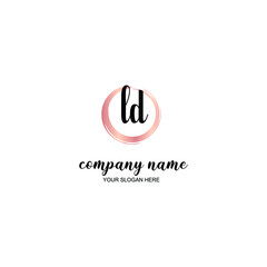 LD Initial handwriting logo template vector