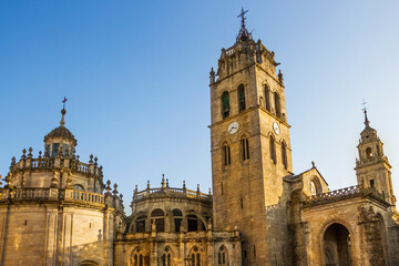 Fototapeta na wymiar Clock tower of Lugo cathedral