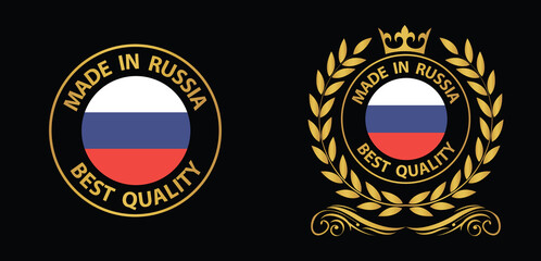 made in Russia vector stamp. badge with Russia flag	
