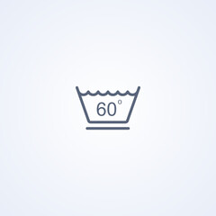 Gentle washing mode, temperature no higher than 60 degrees, vector best gray line icon