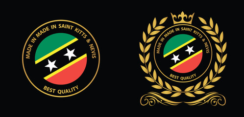 made in Saint Kitts and Nevis vector stamp. badge with Indonesia    flag