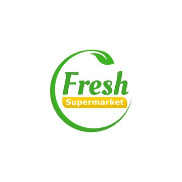 Supermarket logo with Fresh leaf  Vector Logo  template