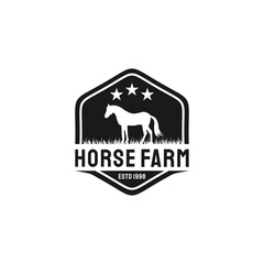 Retro Vintage Cattle  Horse farm Emblem Label Livestock logo design