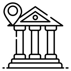 
Bank location, location pointer with treasury house vector 
