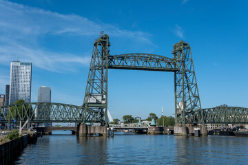 Monumental Koningshaven Railway Bridge (de Hef) in Rotterdam