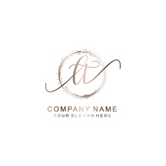 LT Initial handwriting logo template vector
