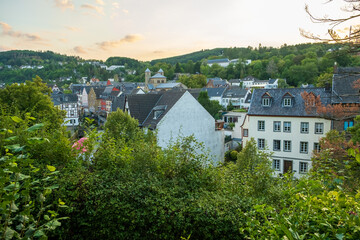a view of historic town in the evening light. Bad Muenstereifel, Germany

