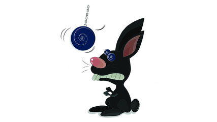 Fototapeta na wymiar rabbit with pendulum for hypnosis