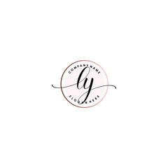 LY Initial handwriting logo template vector
