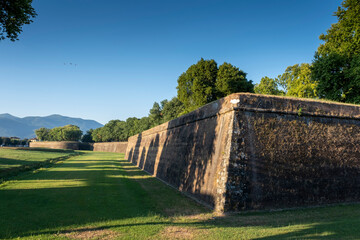 Grass in front of the fortress wall in Lucca.