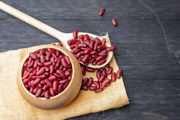 Red Kidney beans in the wooden cup