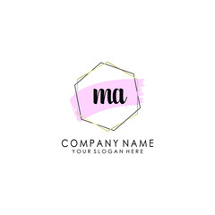 MA Initial handwriting logo template vector

