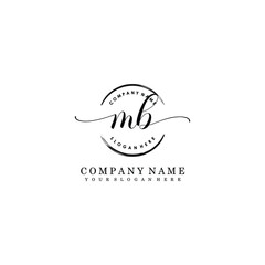 MB Initial handwriting logo template vector

