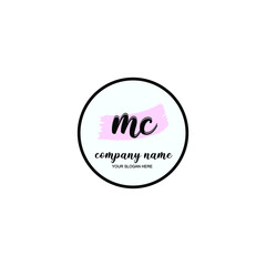 MC Initial handwriting logo template vector

