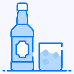 
design of rum icon, drink bottle with glass 

