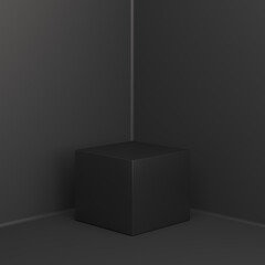 Black Friday podium, product display mock up on studio lighting background. 3D rendering illustration.