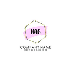 ME Initial handwriting logo template vector

