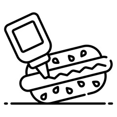 
Hot dog sandwich with ketchup vector in icon
