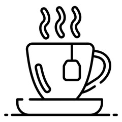 
Teabag with cup and steam, hot tea icon in design 
