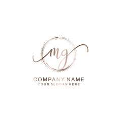 MG Initial handwriting logo template vector