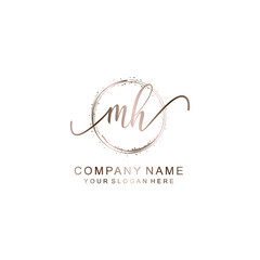 MH Initial handwriting logo template vector