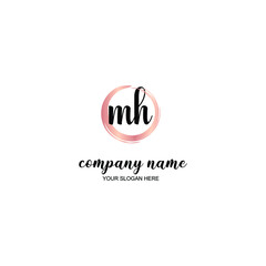 MH Initial handwriting logo template vector